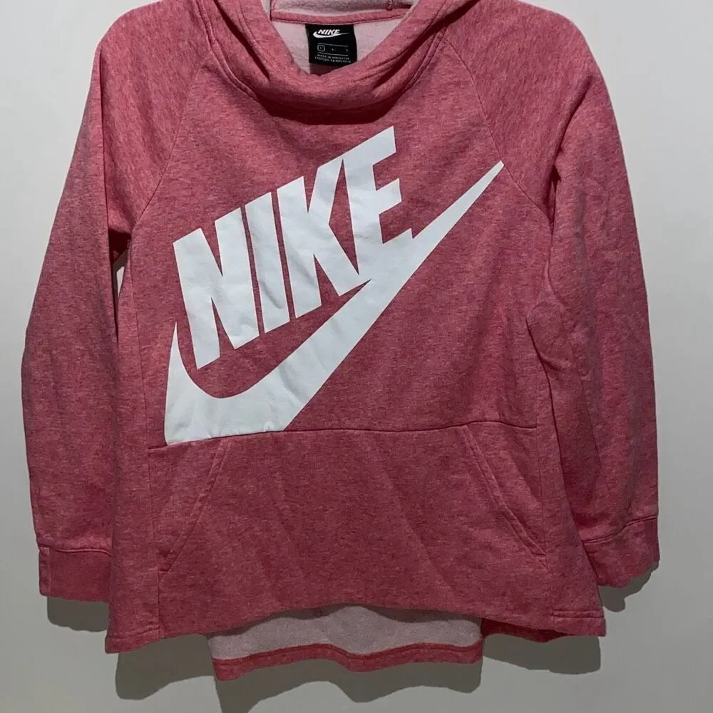 Nike Women's Pink Raglan Sleeve Cropped Hooded Sweatshirt Size Large‎